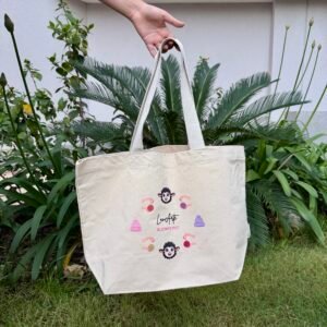 Maxi totebag beige ilustrada